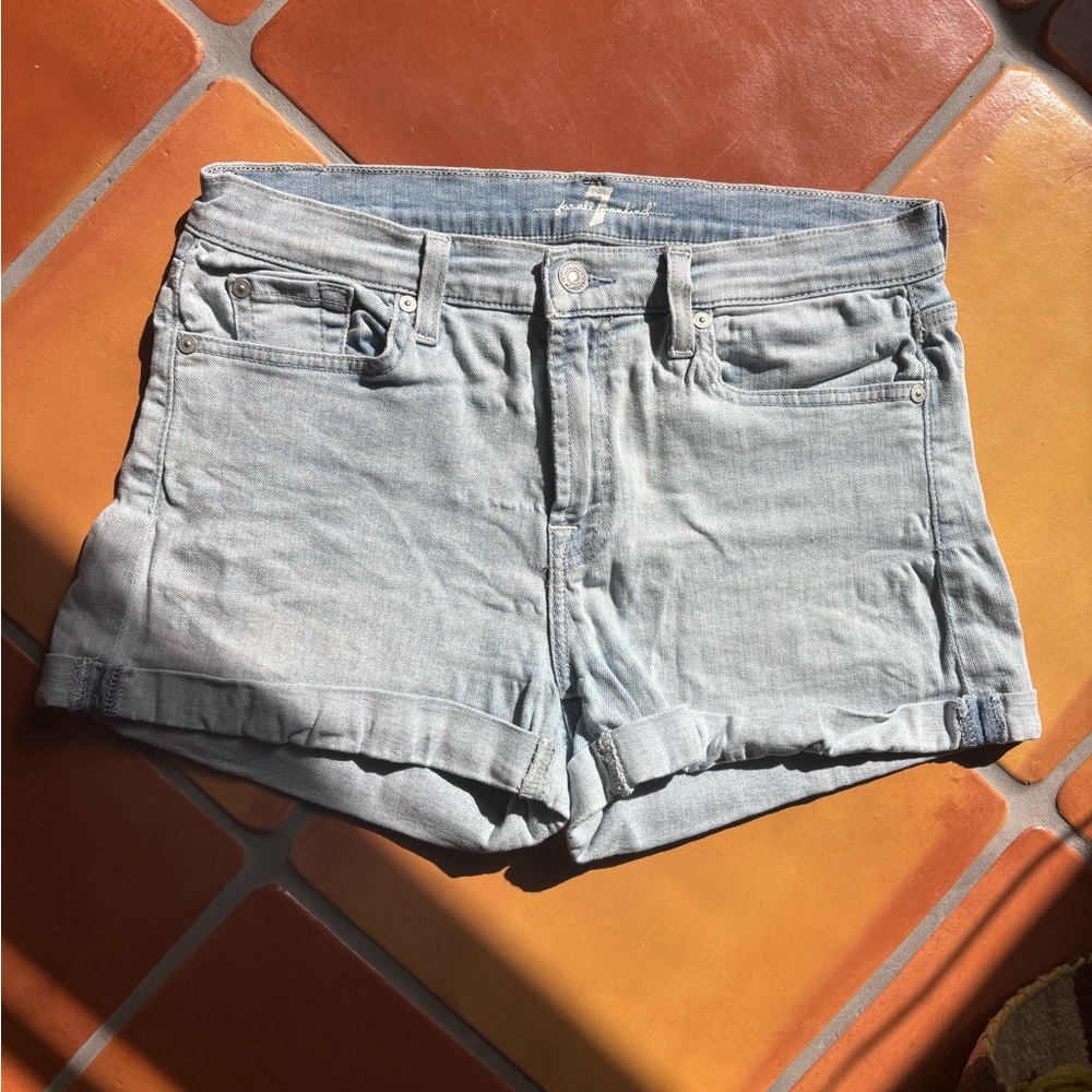 7 For All Mankind Light Blue Jean Shorts denim cotton shorts size 28 boho
